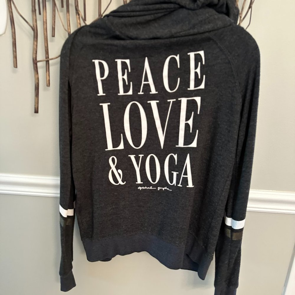 Peace Love Yoga, Grey Hoodie, Spiritual Gangster